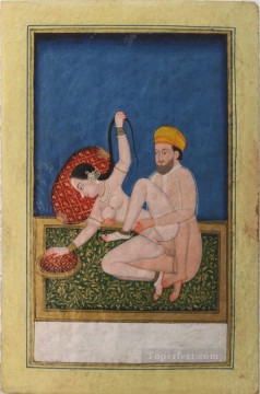 Asanas de un manuscrito de Kalpa Sutra o Koka Shastra 3 sexy Pinturas al óleo